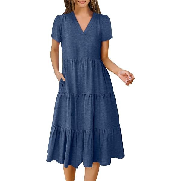 Rothstone Women's Summer Sleeveless Shirt Dress - Button Front, V-Neck, Ruffle Hem In Cotton Linen For Casual Wear - View #6