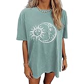 CSDAJIO Women's Casual Short Sleeve Loose Shirt Oversized T-Shirt Trendy Going Out Crew Neck Summer Graphic Tees