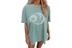 CSDAJIO Women's Casual Short Sleeve Loose Shirt Oversized T-Shirt Trendy Going Out Crew Neck Summer Graphic Tees