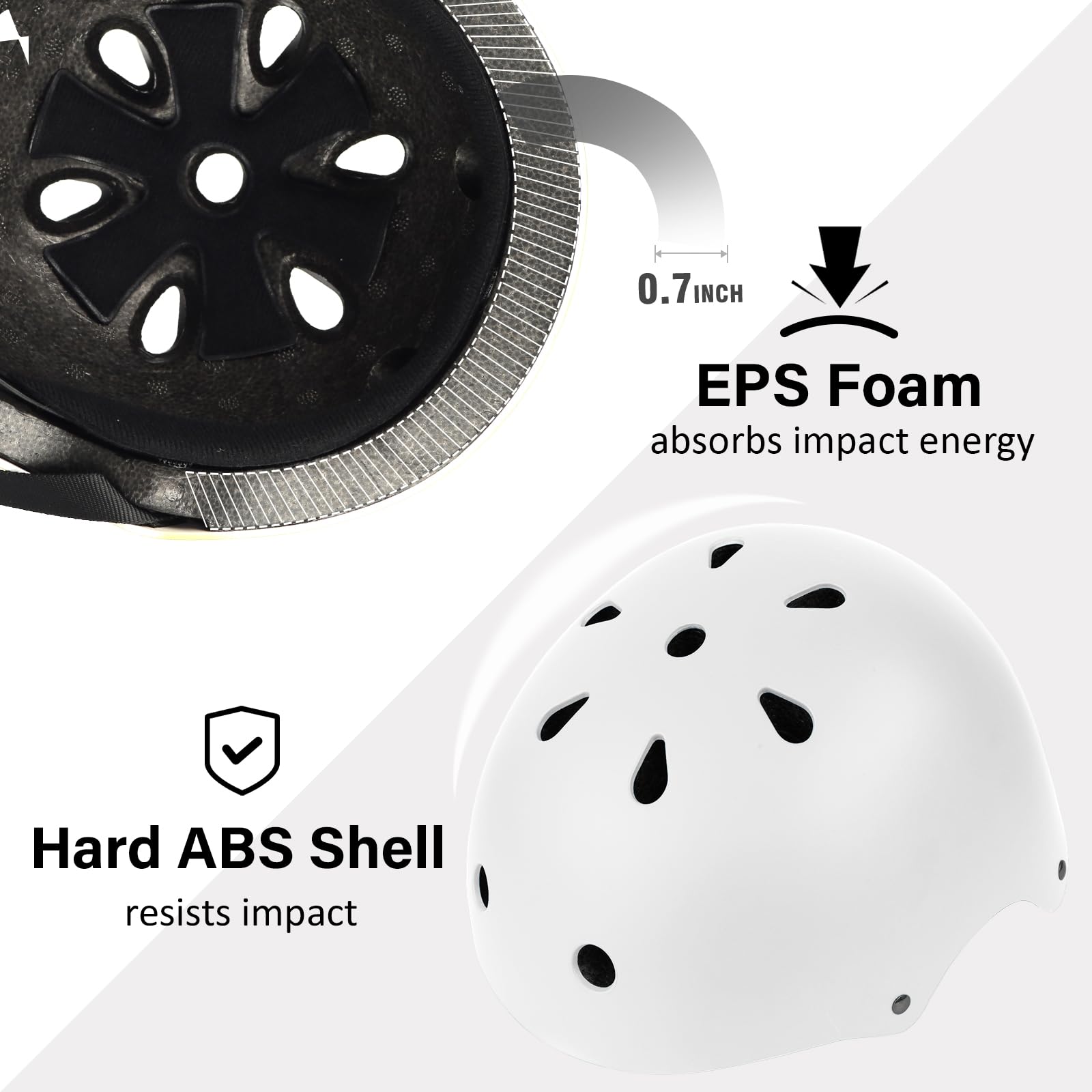 Skateboard Bike Helmet, Lightweight Adjustable, Multi-Sport for Bicycle Skate Scooter, 3 Sizes for Adult Youth & Kids