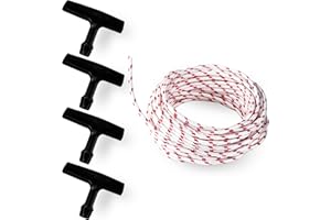BlueStars Recoil Starter Rope 10-Meter (Diameter: 3.0mm) Pull Cord with 4 Pieces Starter Handle - Compatible with Lawn Mower 