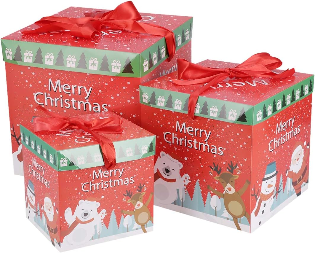 NUOBESTY 3 Pieces Christmas Chocolate Box Gift Boxes Christmas Paper