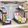 Auzev Under Sink Organizer (2 Pack) - 5 Height Adjustable Pull Out Drawer Shelves For Kitchen Or Bathroom
