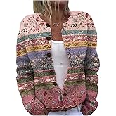 GORGLITTER Women's Floral Button Down Cardigan Sweaters Trendy Long Sleeve Boho Lightweight Fall Outfits