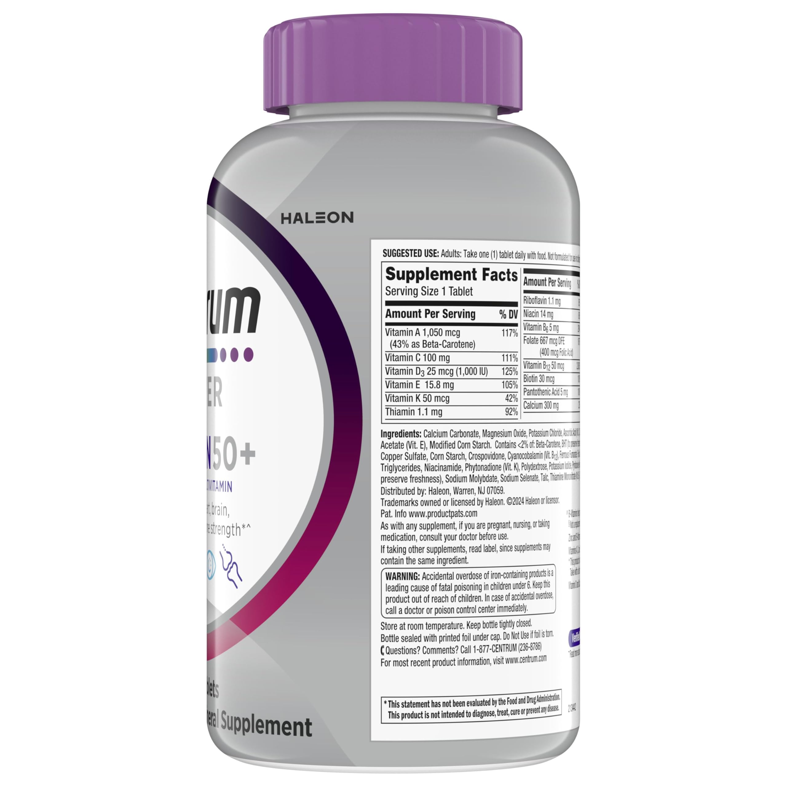 Centrum Silver Women's Multivitamin for Women 50 Plus, Multivitamin/Multimineral Supplement with Vitamin D3, B Vitamins, Non-GMO Ingredients, Supports Memory and Cognition in Older Adults - 200 Ct