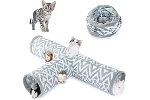 JanYoo Bunny Tunnel Rabbit Hideout Bunny Toys for Rabbits Accessories Guinea Pig Ferret Kitty 3 Ways Collapsible Tunnels (Geometric)