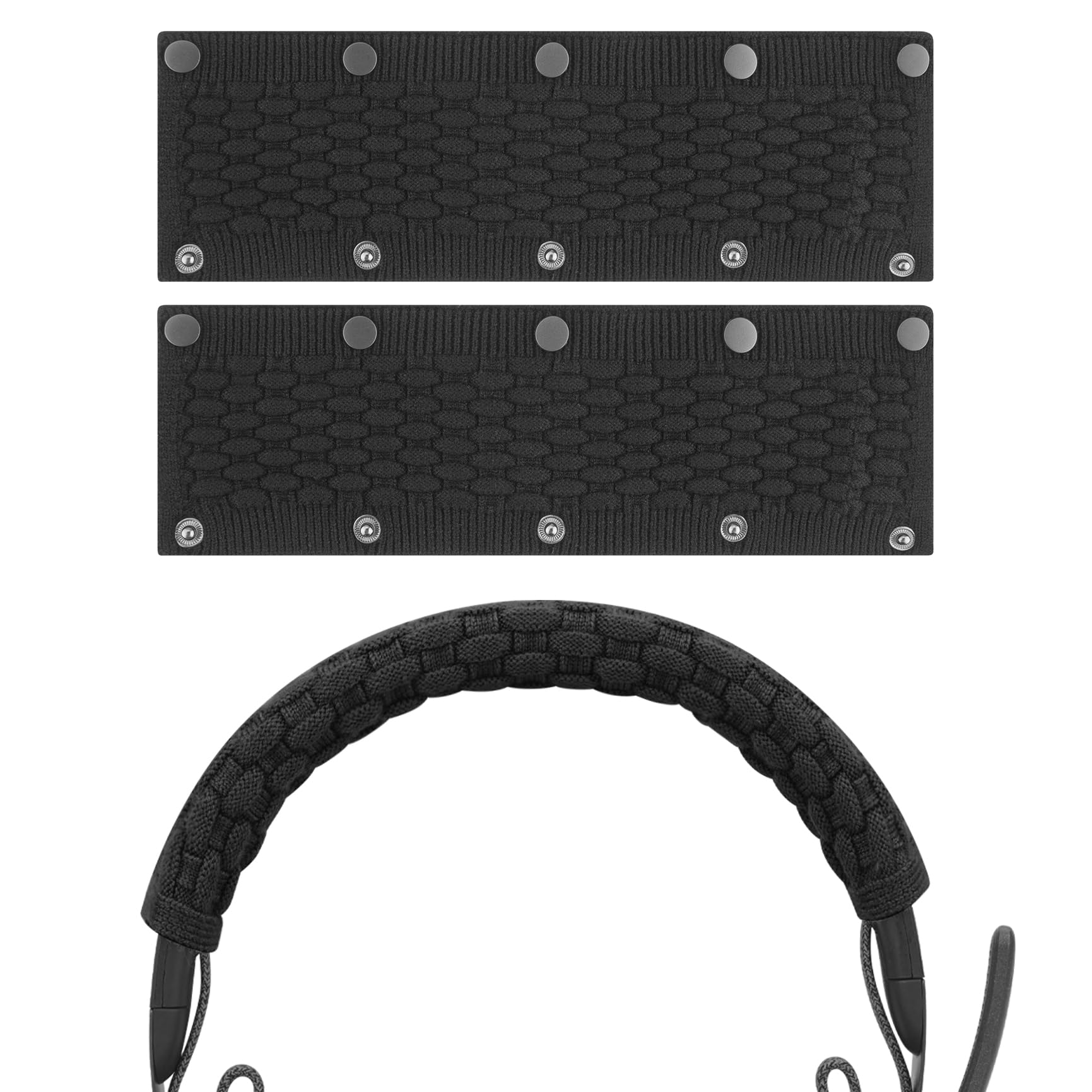 Geekria 2Pcs Replacement Headband Cover for Logitech Zone Wired/ 750/900/ Wireless/ 300/301, Bose QC45, QC35, QC35II, Beats Studio Pro, ATH-M50x, Sony WH-1000XM6 Headphones (Black)