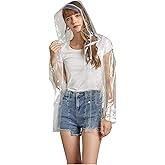 Freesmily Women Clear Raincoat EVA Waterproof Rain Jacket Coat with Detachable Hood