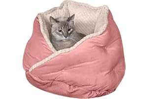 Furhaven 18" Round Pet Bed for Indoor Cats & Small Dogs, 100% Washable, For Pets Up to 14 lbs - Minky Plush & Velvet Hug Bed - Soft Pink, 18-inch