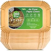360 Pcs 8.7" x 5.5" Unbleached Heavy Duty Air Fryer Paper Liners Disposable, Non-Stick & Non-Leak Parchment Paper Liners for 