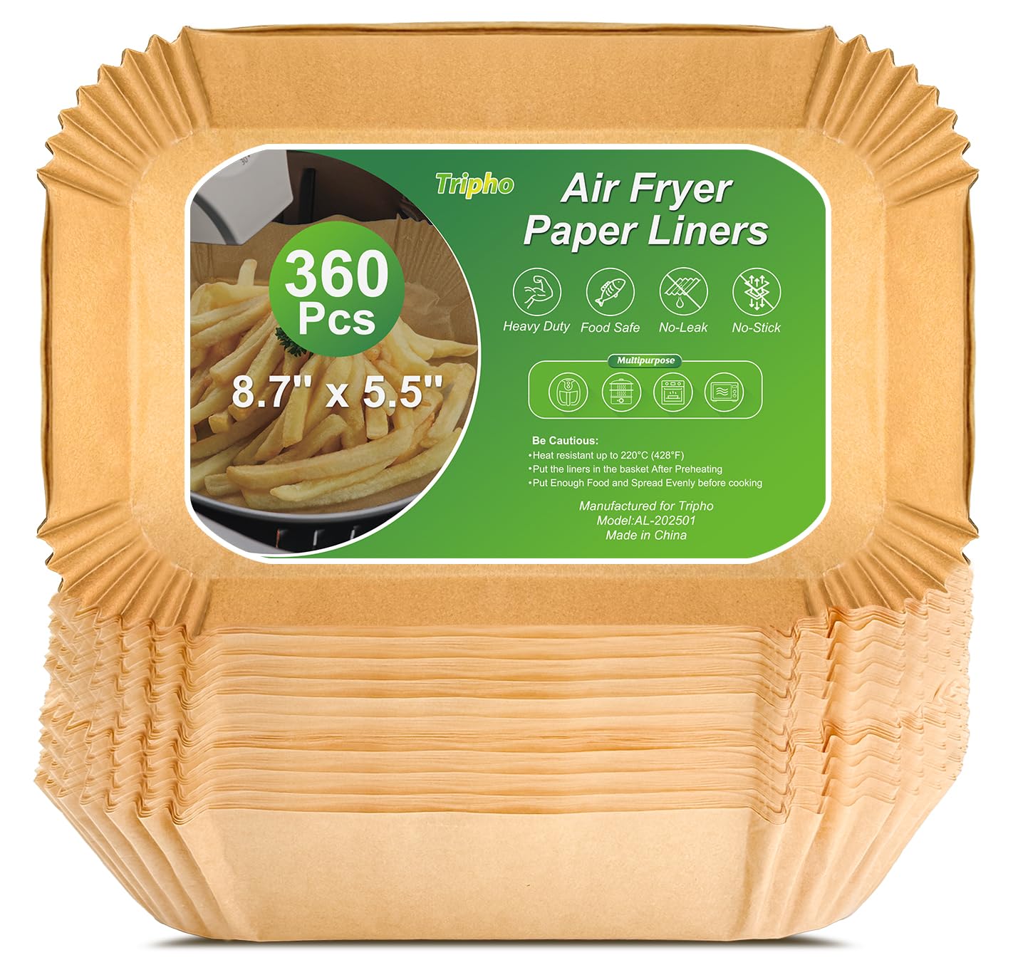 Photo 1 of 360 Pcs 8.7" x 5.5" Unbleached Heavy Duty Air Fryer Paper Liners Disposable, Non-Stick & Non-Leak Parchment Paper Liners for Airfryer Basket, Deep Fryer Parts & Accessories