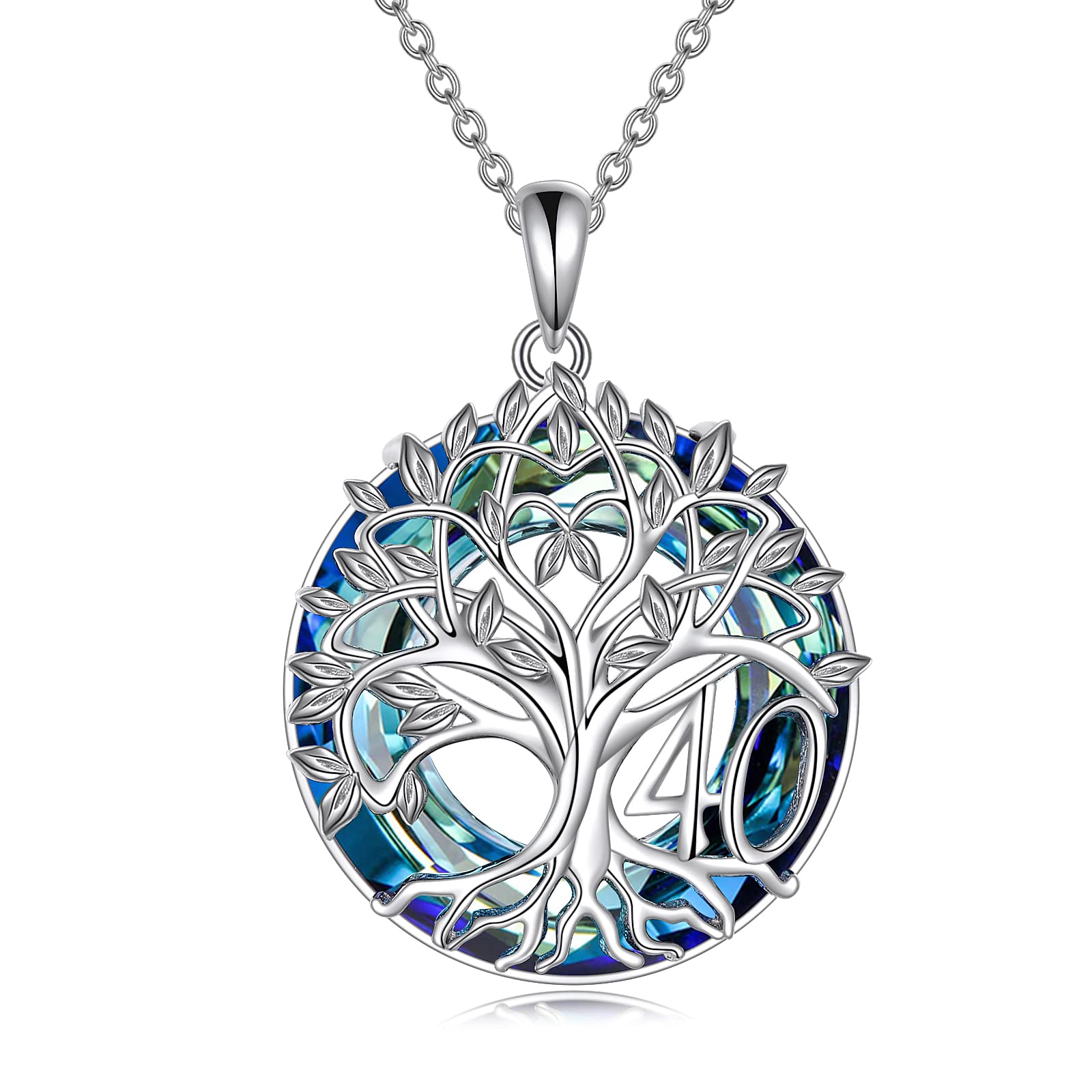 YFN 40th Birthday Gifts for Women Sterling Silver Tree of Life Necklace Jewellery for Her 40 Years Old