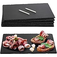 Hacaroa 6 Pieces Slate Cheese Board, 12" x 8" Black Charcuterie Boards Natural Slate Stone Plate Tray, Gourmet Serving Platte