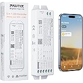 PAUTIX Matter WiFi LED Controller 5in1 ML5 Compatible with Tuya APP/Homekit/Smart Life/Alexa/Google Home/Siri, DC12-48V Dimmable Controller for Single Color/CCT/RGB/RGBW/RGBCCT LED Strip Lights