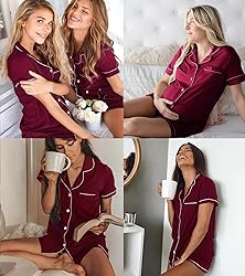 SWOMOG Womens Button Down Pajamas Set Short Sleeve