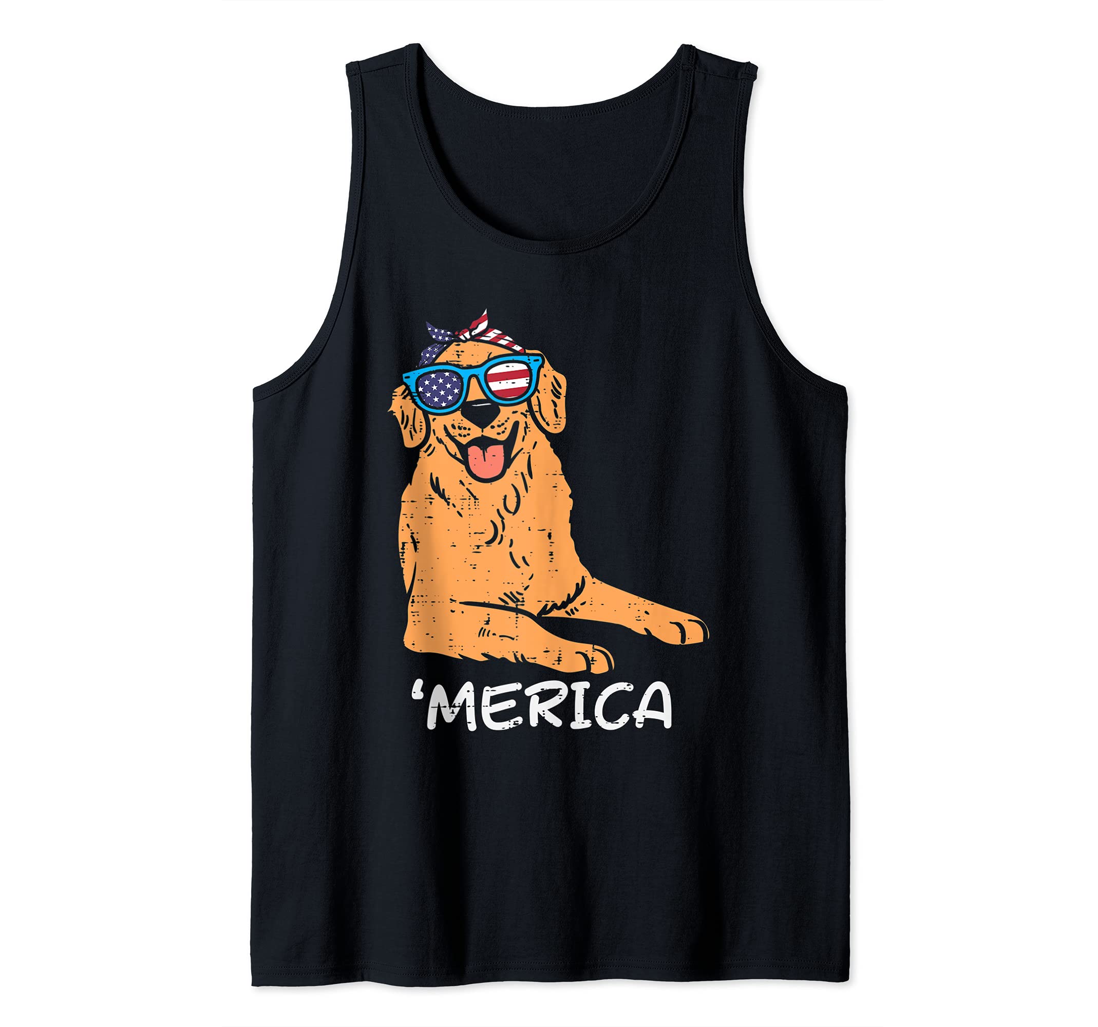 Merica Golden Retriever American USA 4th Of July Fourth Dog Tank Top — image 1