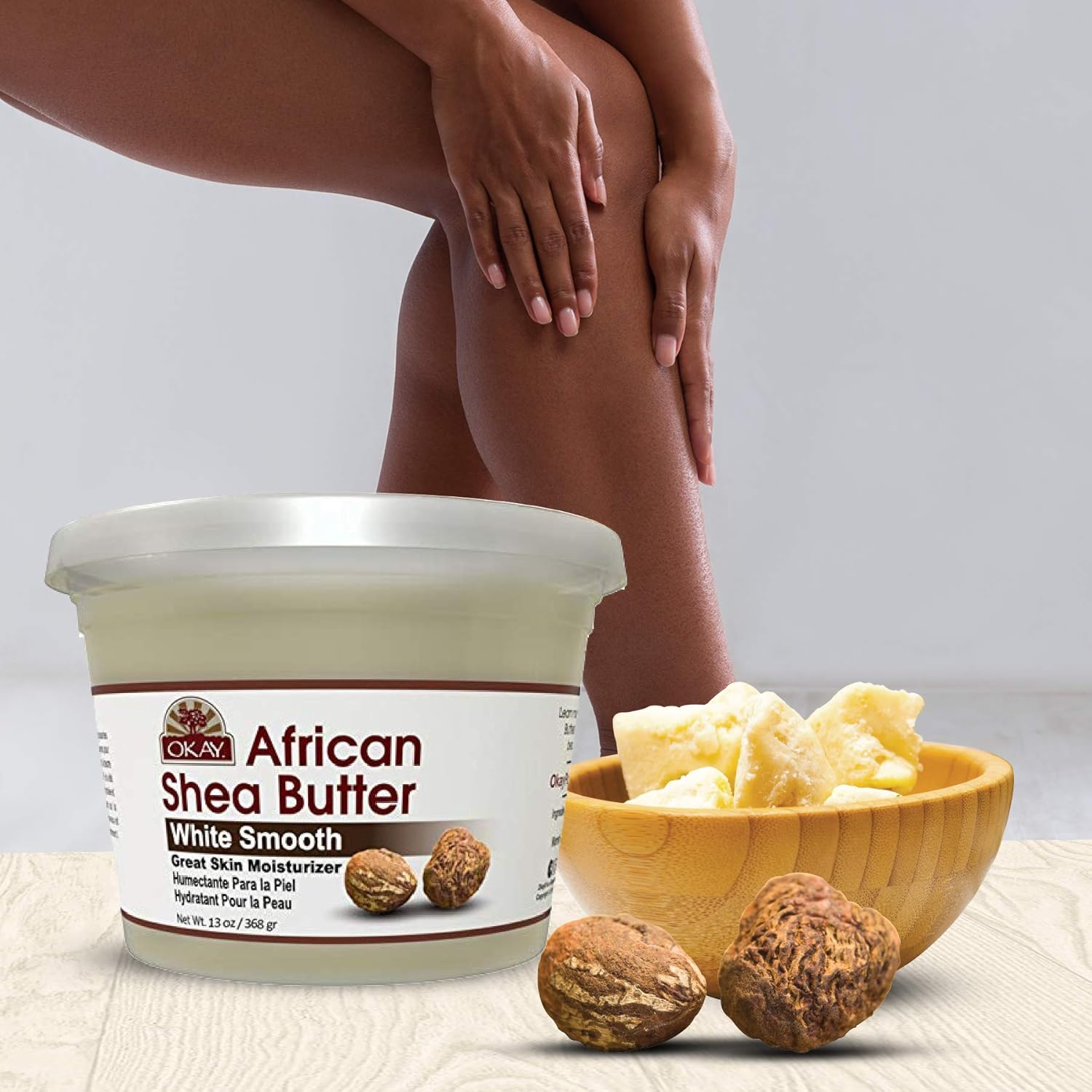 OKAY | African Shea Butter -Yellow Smooth | All Natural, 100% Pure-Unrefined | For All Hair & Skin Types | Adds Shine, Luster To Hair | Moisturize & Soothe Irritation | With Vitamin A & E | 13 Oz: Beauty