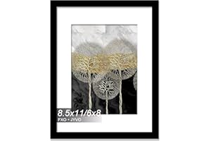 Fxojyvo 8.5x11 Picture Frame, Display Photo 6x8 with Mat or 8.5 x 11 Without Mat, Light Weight and High Transparent 8.5 by 11 Frame for Wall - 1 Pack/Black/8.5"x11"