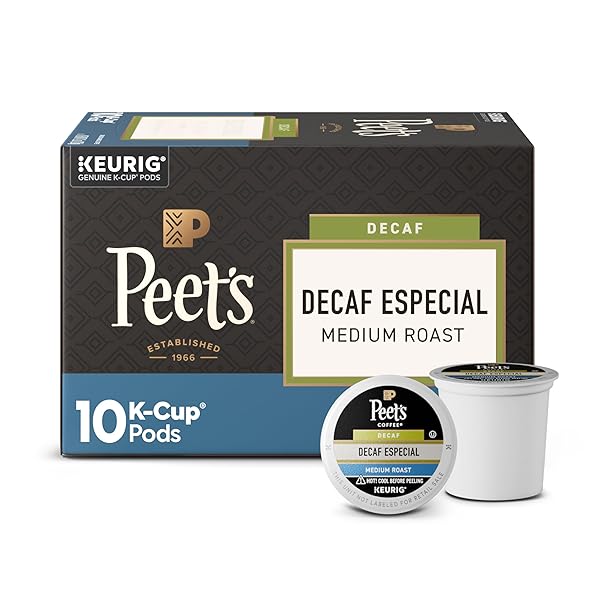 PEET’S COFFEE, MEDIUM ROAST DECAF KEURIG K-CUP PODS, DECAFFEINATED ARABICA COFFEE – DECAF ESPECIAL 10 COUNT (1 BOX OF 10 PODS)