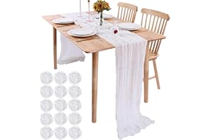 SAJOO White Cheesecloth Table Runner Gauze Table Runner 15 PC 10FT Boho Rustic Sheer Cheese Cloth Table Runner Bulk 120 Inch for Wedding Baby Bridal Shower Birthday Party Table Decorations