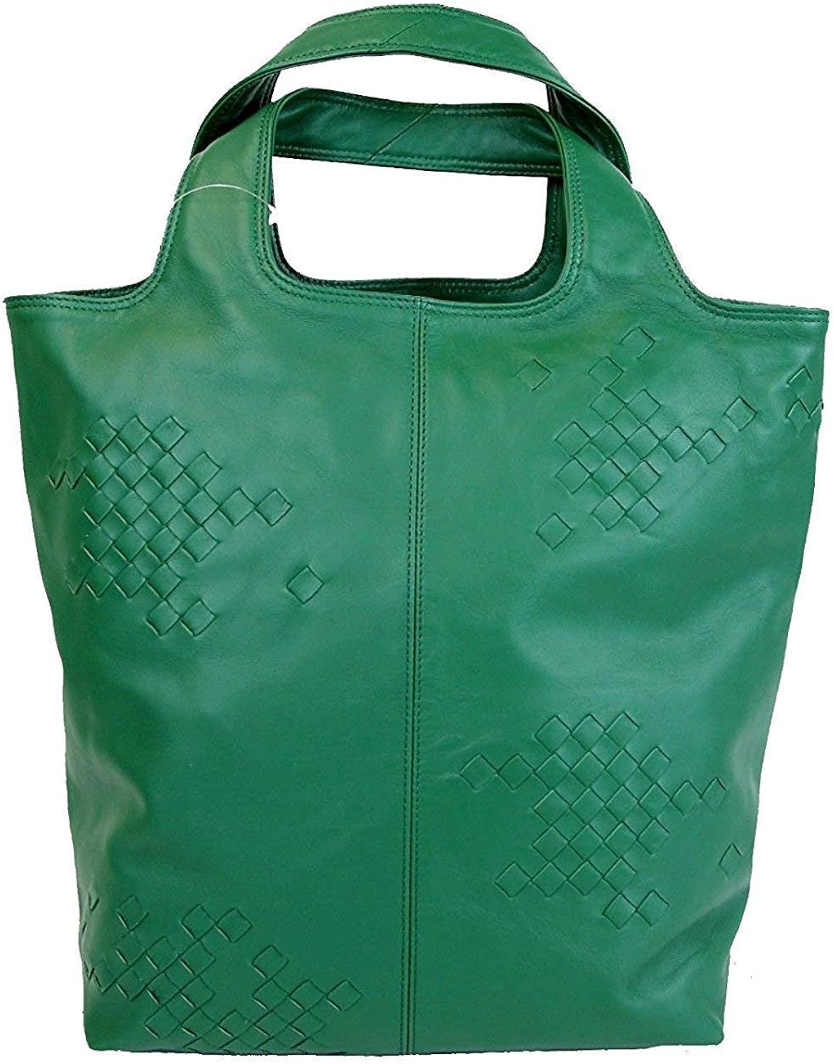 green leather tote
