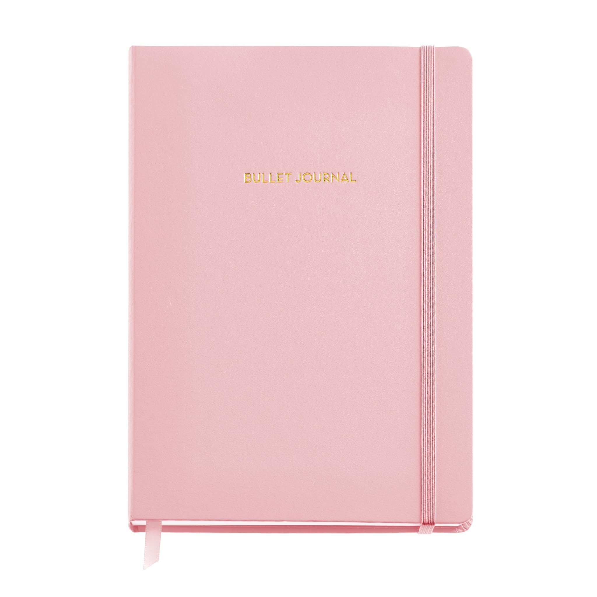 Miquelrius Bullet Journal A5 148 x 210mm 96 Sheets 100gsm Hard Faux Leather Cover with Elastic Closure - Pink Dot Grid Interior