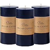 3x6 Inch Navy Blue Pillar Candles Set of 3 - Unscented Pillar Candles, Long Burning Dripless Candles for Home Table Decor, Smokeless Large Pillar Candle for Wedding, Dinner, Church, Christmas Decor