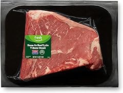 Amazon Fresh Brand, Beef Loin T-Bone Steak, Bone-In, USDA Choice, 1 lb