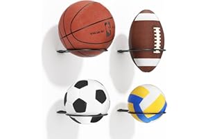 jockcaras Ball Holder Wall Mount Set –Sports Ball Racks for Basketball, Soccer, Volleyball, Football – Wall Storage & Display for Sports Room