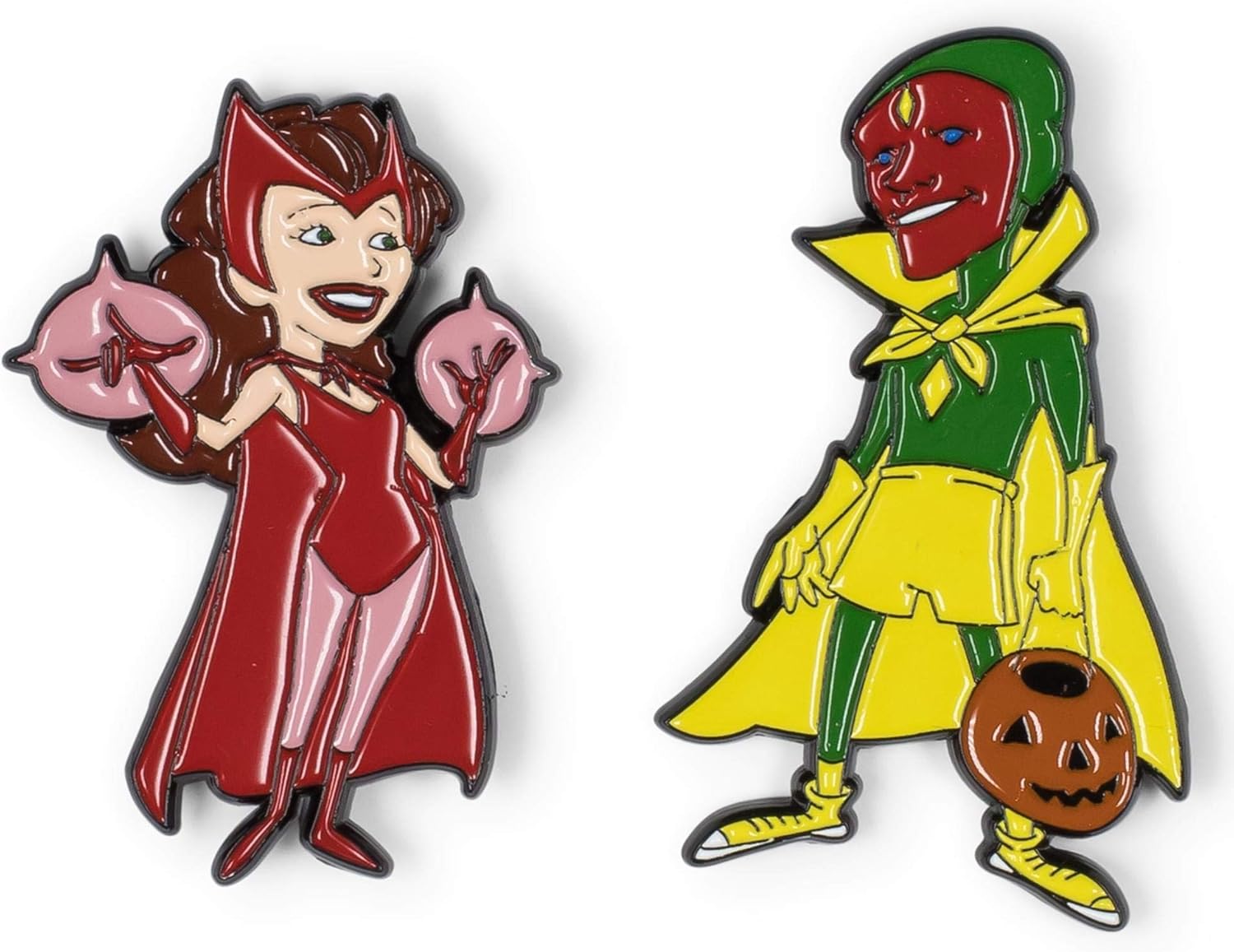 Marvel Studios Wandavision Limited Edition Premium Enamel Pins Set Of 2 Scarlet Witch And The Vision Halloween Themed Collectible Superhero Accessories Amazon Ca Clothing Shoes Accessories