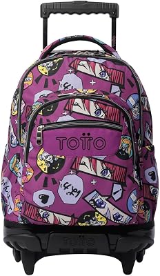 - Mochila Escolar con Ruedas, Modelo Renglones, Capacidad 26,21 Litros, Bolsillo para PC 14", Bolsillo Botella, Correas en S para Mayor Comodidad, Resistente, Estampado Kitsune