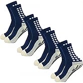 Yufree 4 Pairs Mens Grip Soccer Socks Non Slip Grippy Women Socks for Football Basketball Sports