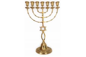 Salomons Menorah 6821 15.5", .Antique Replica Solid Brass/Copper Menorah Candles 7 Branch Beautiful Menorah from Israel from The holy Land Jerusalem Antik Jewish minora