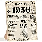 70th Birthday Party Decorations,1956 Birthday Decorations,Back in 1956 Poster Wood Sign With Stand,70 Year Old Party Supplies for Women Men Vintage 70th Anniversary Decor for Display Holder Table