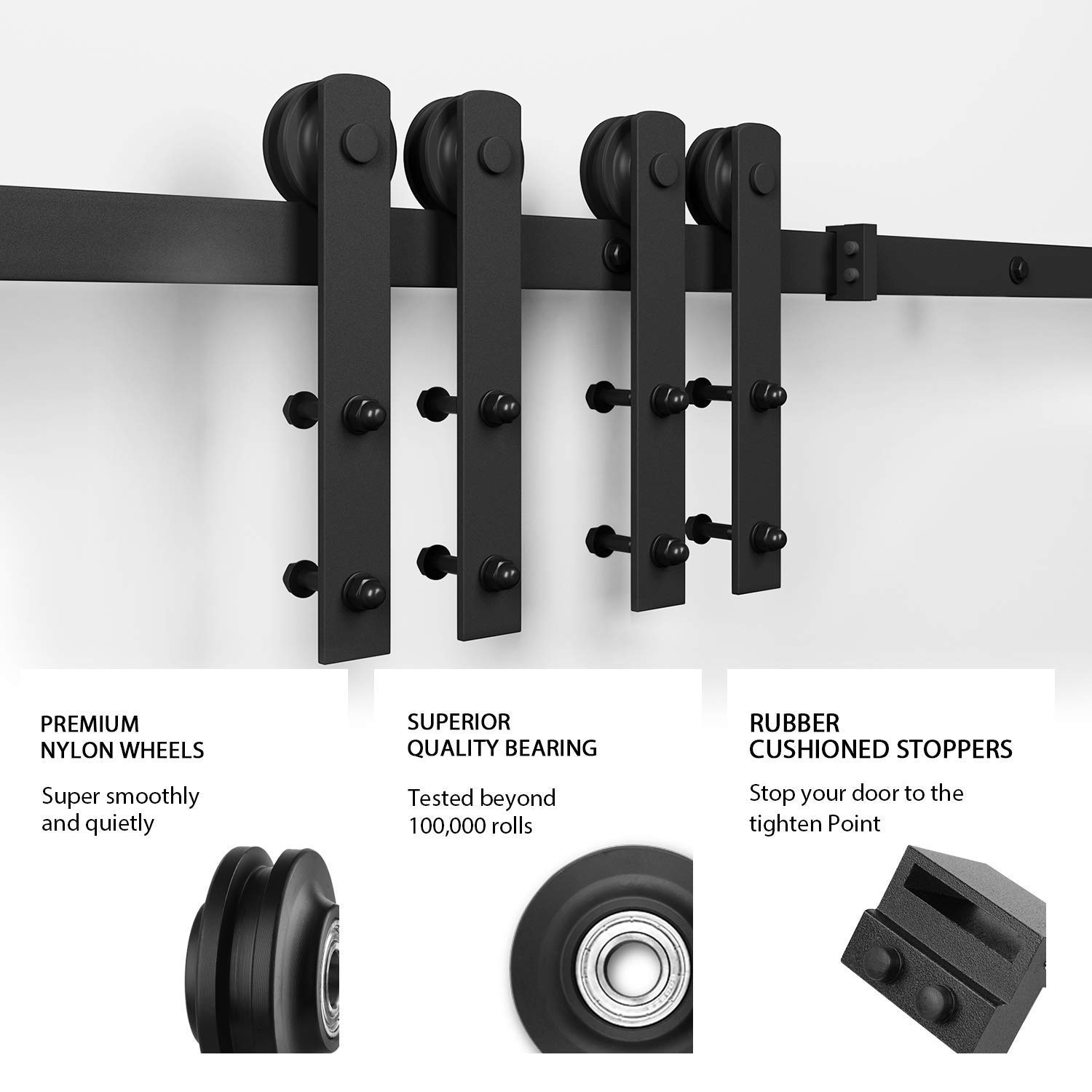 10ft Heavy Duty Double Door Sliding Barn Door Hardware Kit - Super Smoothly and Quietly - Simple and Easy to Install - Includes Step-by-Step Installation Instruction - Fit 30" Wide Door Panel(I Shape)