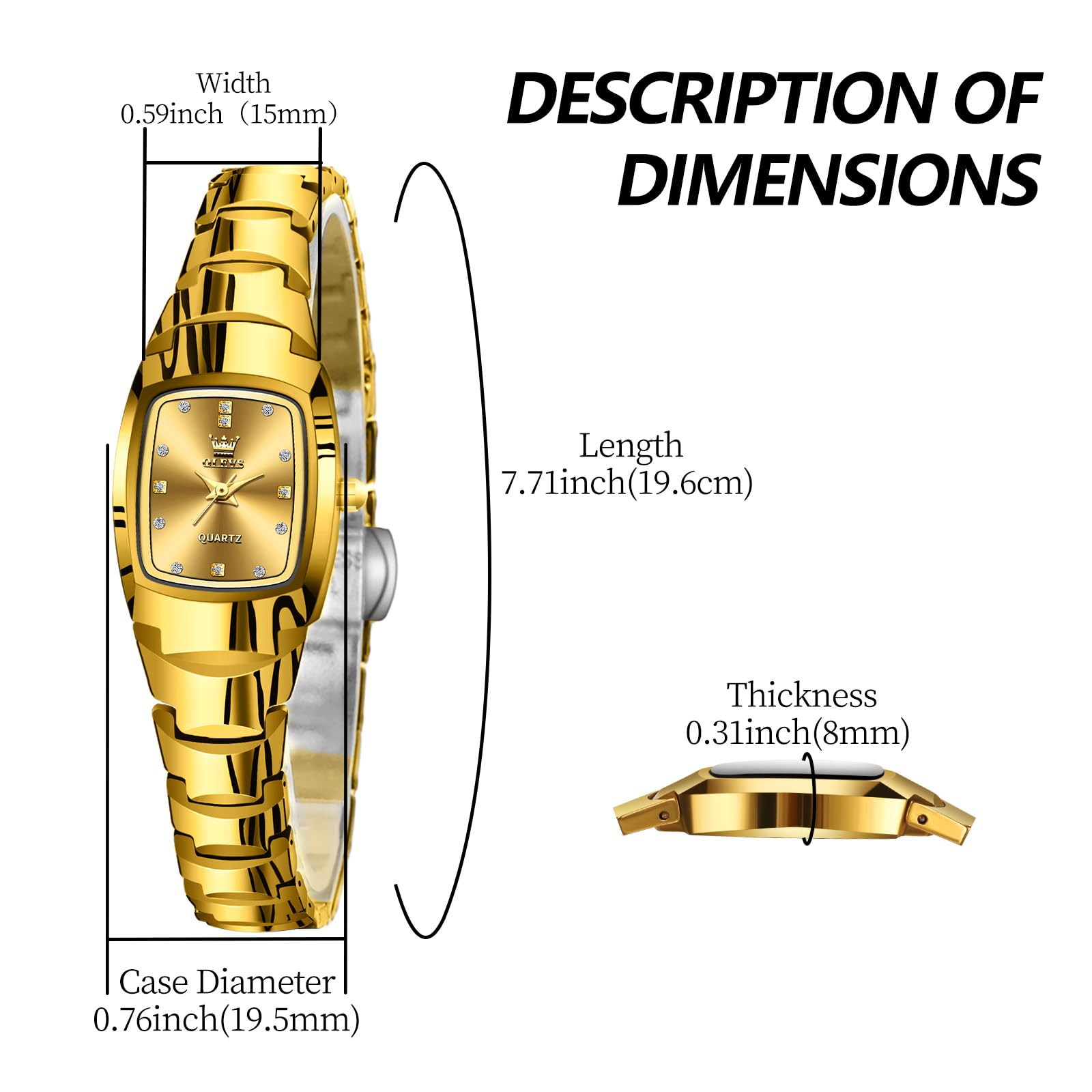 OLEVS Watches for Women Small Square Face Ladies Watches Waterproof Tungsten Steel Dainty Dress Rectangle Female Womens Wrist Watches for Small Wrists Gold/Silver/Black/Rose Gold