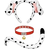 U-Goforst Dalmatian Ears Headband Tail - Costume Headwear for Women Halloween Puppy Dog Dress Up Costume, Black and White