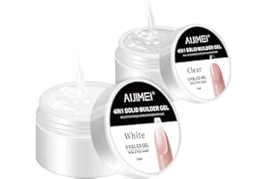 AIJIMEI 4in1Solid Builder Gel for Nails Extension Set for Beginners Nail Art DIY at Home Set Clear&White Non Stick to Hands (2)