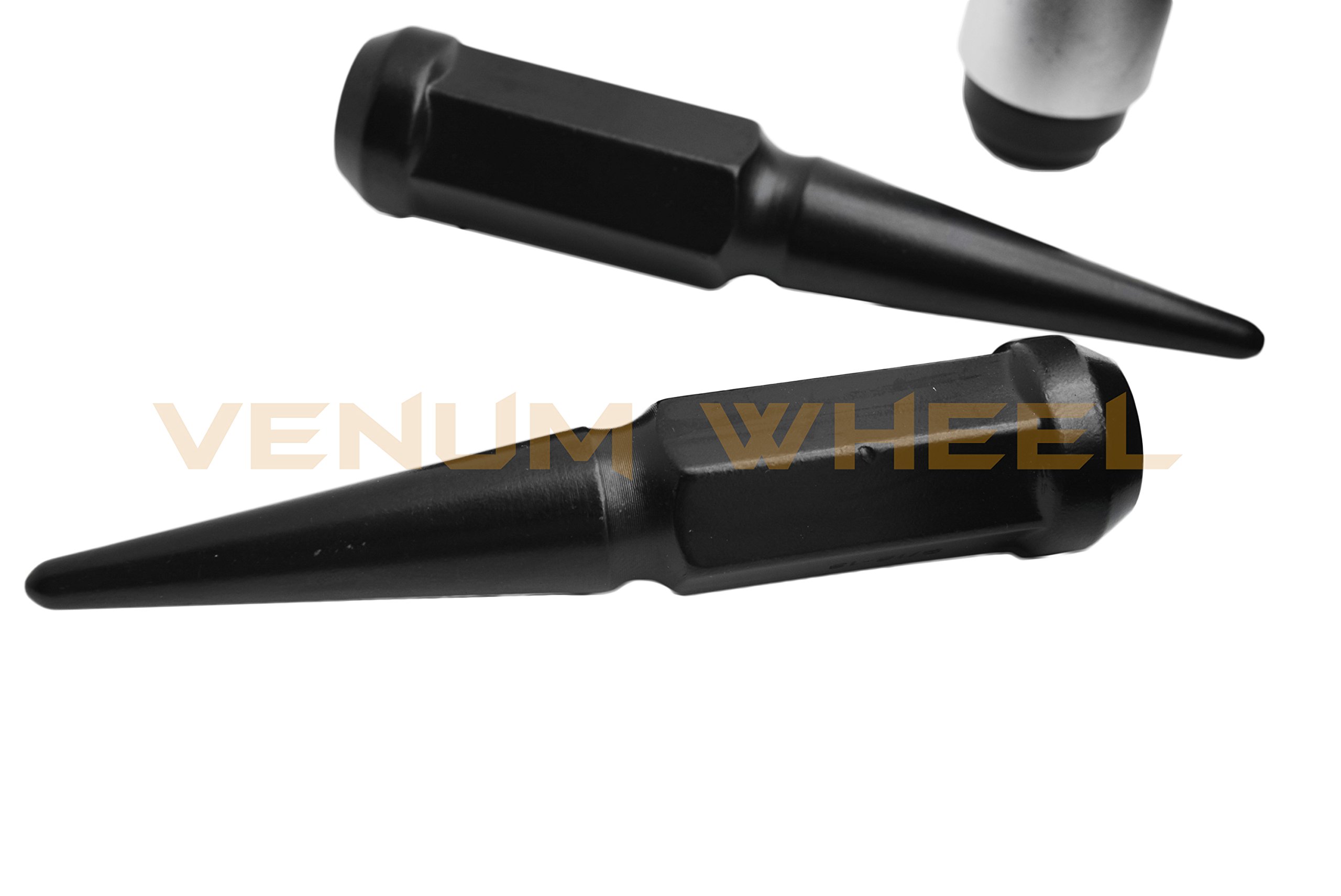 24 Pc Chevy Silverado GMC Sierra 1500 Black Spike Lug Nuts 14x1.5