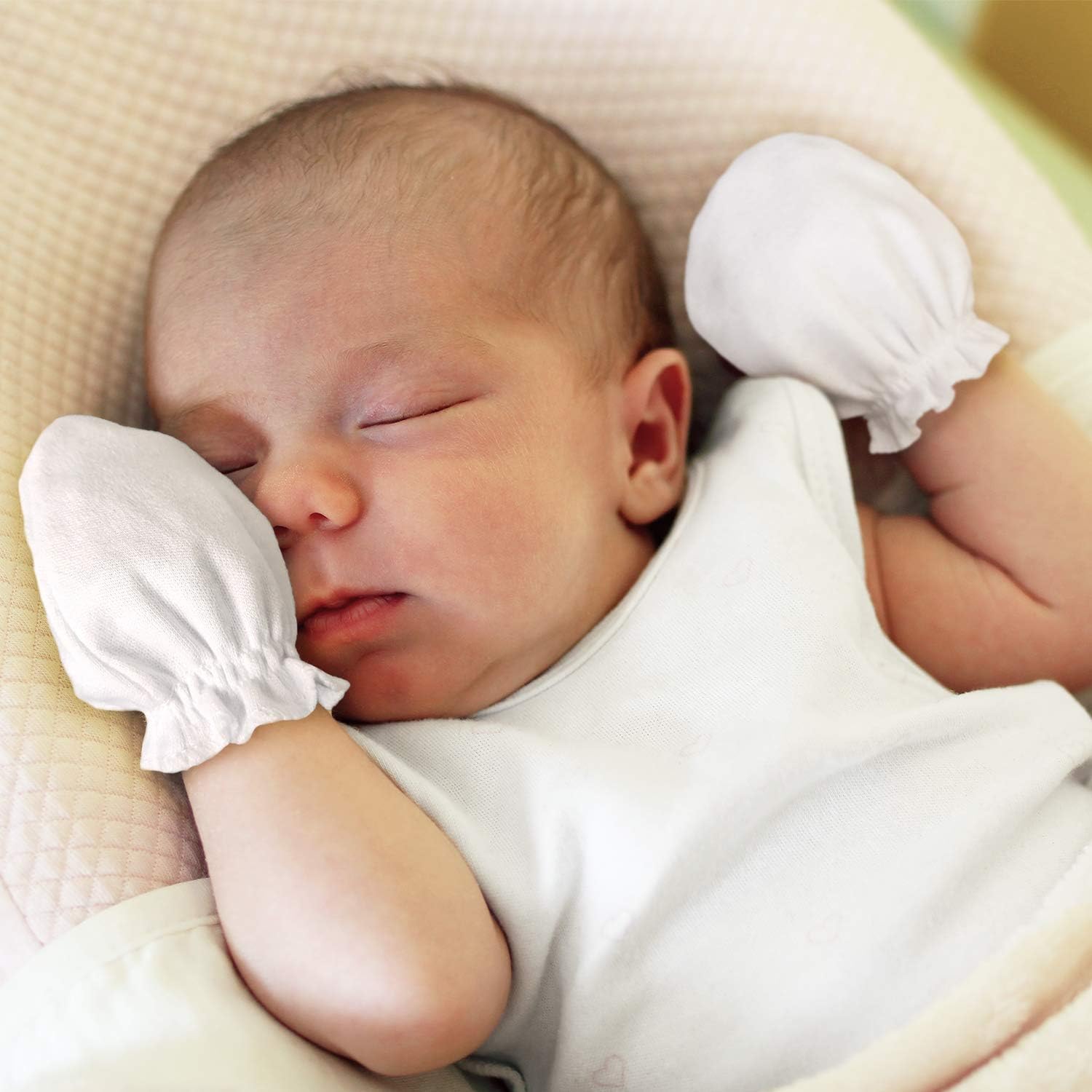 Baby Mittens Newborn - 100% Organic Cotton, Soft No Scratch Gloves - Hypoallergenic Infant Hand Mittens with Elastic Wrist - Cute Mitts for Boy or Girl 0-6 months: Clothing