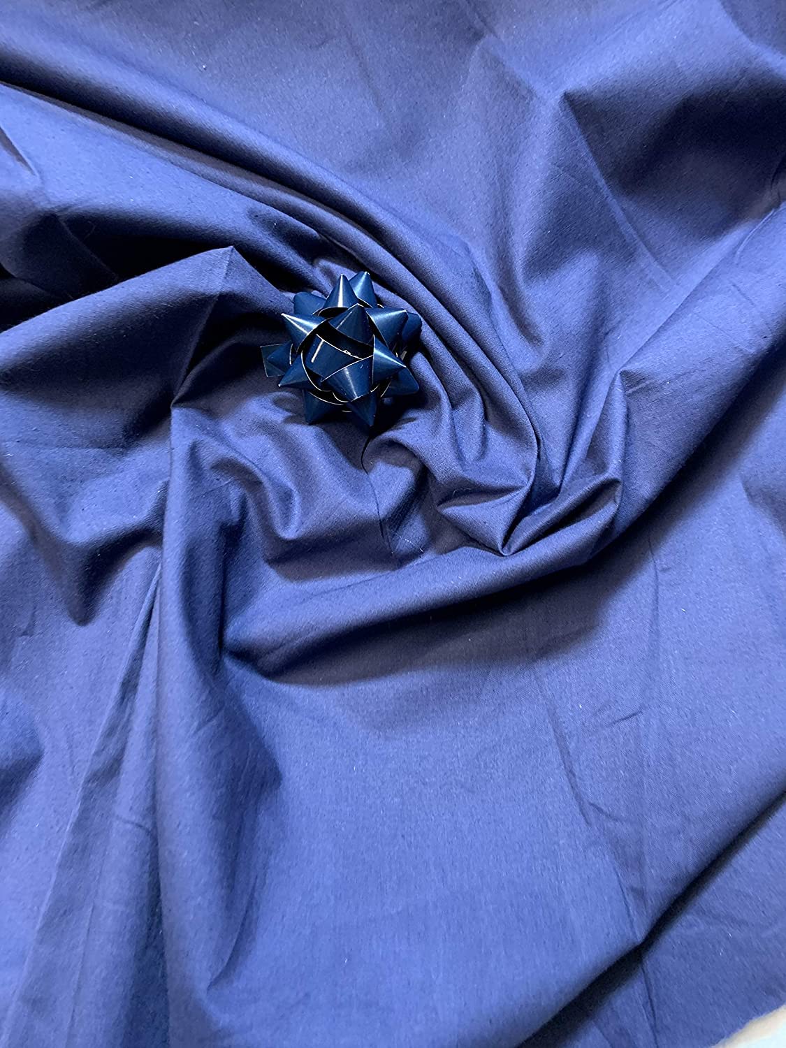 100% Egyptian Cotton Fabric Cambric Poplin Soft Dress Material/Art and Craft/Cotton Fabric Sold by Meter UK 44" (5 Meter, Navy Blue)