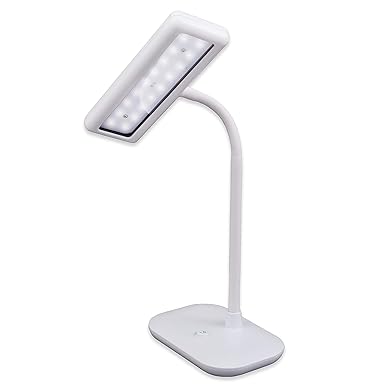 Briloner Leuchten - LED Schreibtischlampe, Tageslicht 6500 Kelvin, 800 Lumen, 7.5 Watt, Leuchtenhals dreh- und schwenkbar, we