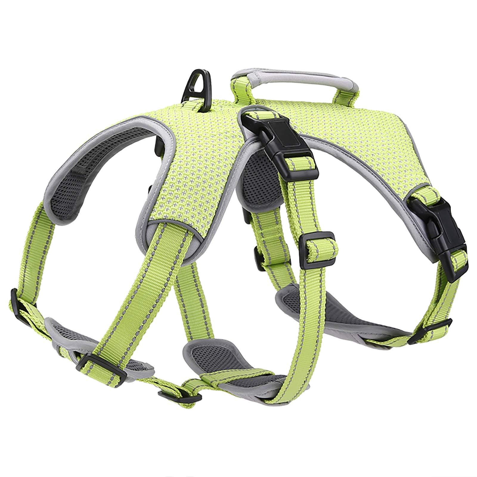 BELPRO Multi-Use Support Dog Harness, Escape Proof No Pull Reflective Adjustable Vest with Durable Handle, Dog Walking Harness for Big/Active Dogs (Green, XL)