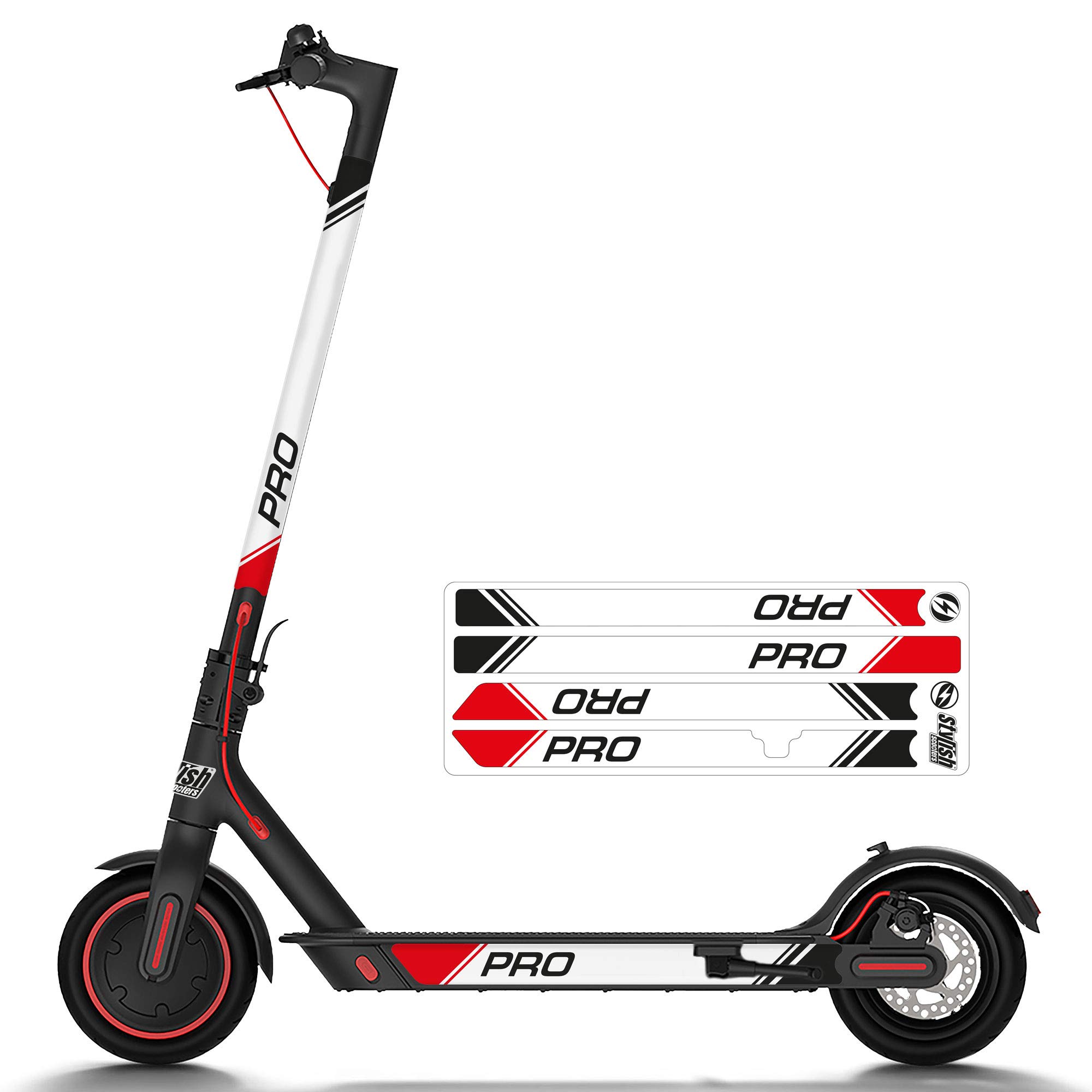Reflective Vinyl for Xiaomi M365, Reflective Pro Red-White, Stickers for Xiaomi M365 Scooters