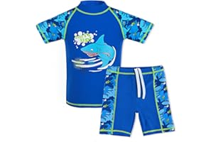 TFJH E Kids Boys Swimsuit UPF 50+ UV Sun Protective 2PCS Fish Swimwear