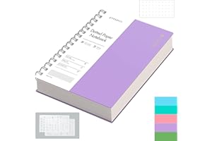 EMSHOI A5 Spiral Notebook Bullet Dotted Journal, Small 5.7" X 8.22", 300 Pages/150 Sheets, 100gsm Dot Grid Paper, Waterproof Hardcover, for Office School Women Men Work Writing Notes-Purple