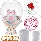 Sosation 16 Pcs Valentine's Day Bobo Balloons Bulk 26" and 30" Clear Wide Mouth Bubble Bobo Balloons for Stuffing Giant Large Transparent with Rubber Band for Wedding Birthday Party Decor