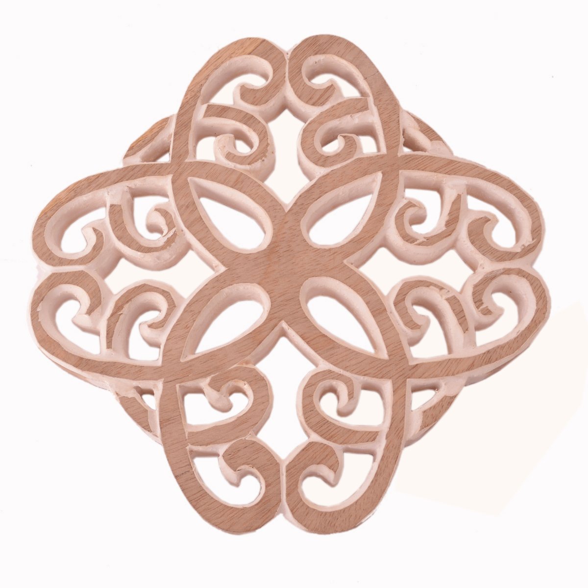 Purpledip Wooden Trivet: White Distress Finish Coaster Hot Pad Mat For Dining Table, Kitchen (11058)