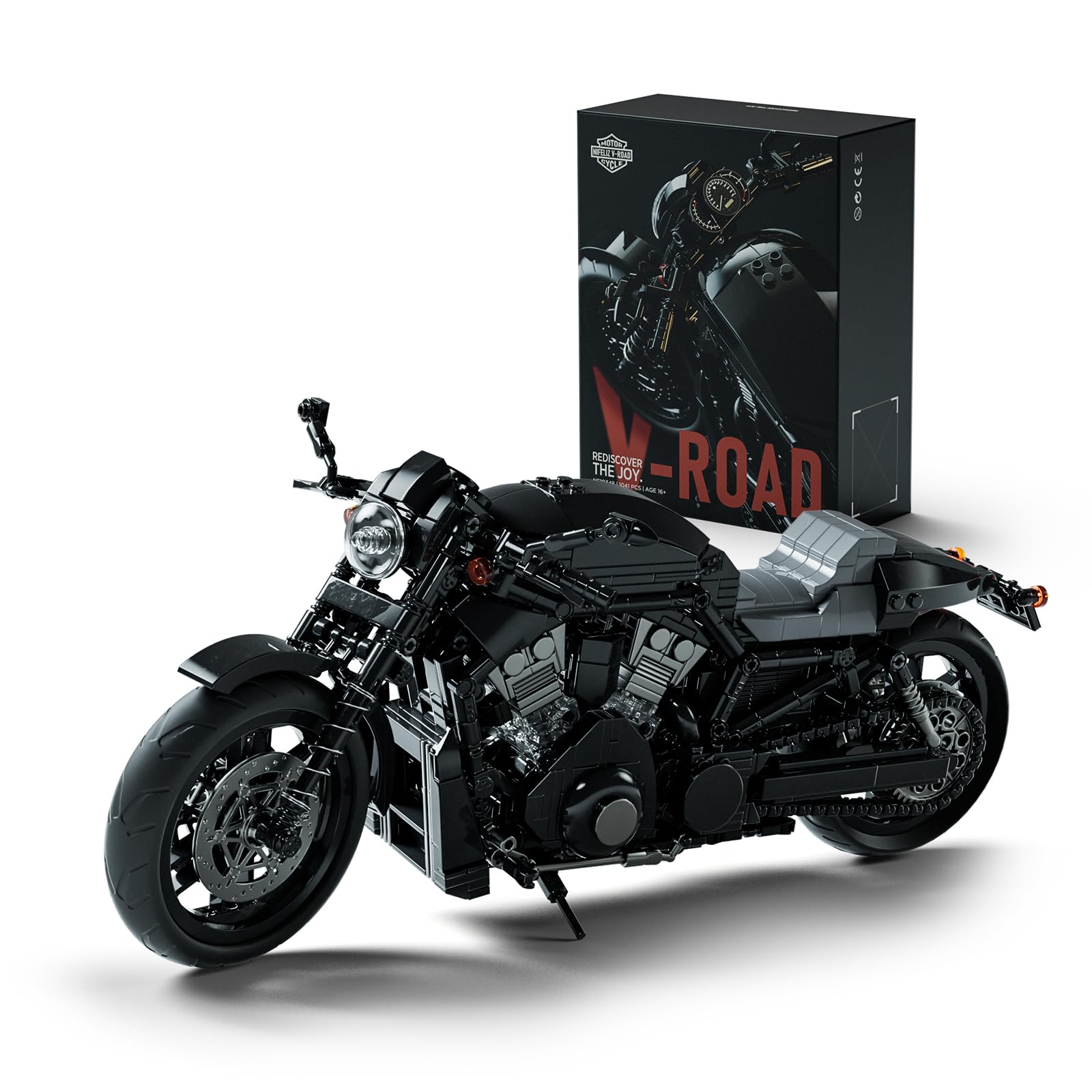 Nifeliz Motorcycle Model Set for Adults, Street Muscle Bike Building Set with Realistic Details, Functional Bike Model for Collectors, Gift for Motorcycle Lovers (1,041 PCS, NF10348)
