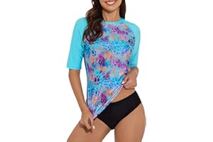 Bonneuitbebe Womens Rash Guard UPF 50+ Half Sleeve Swim Shirt UV Sun Protection Water Shirts for Swimwear